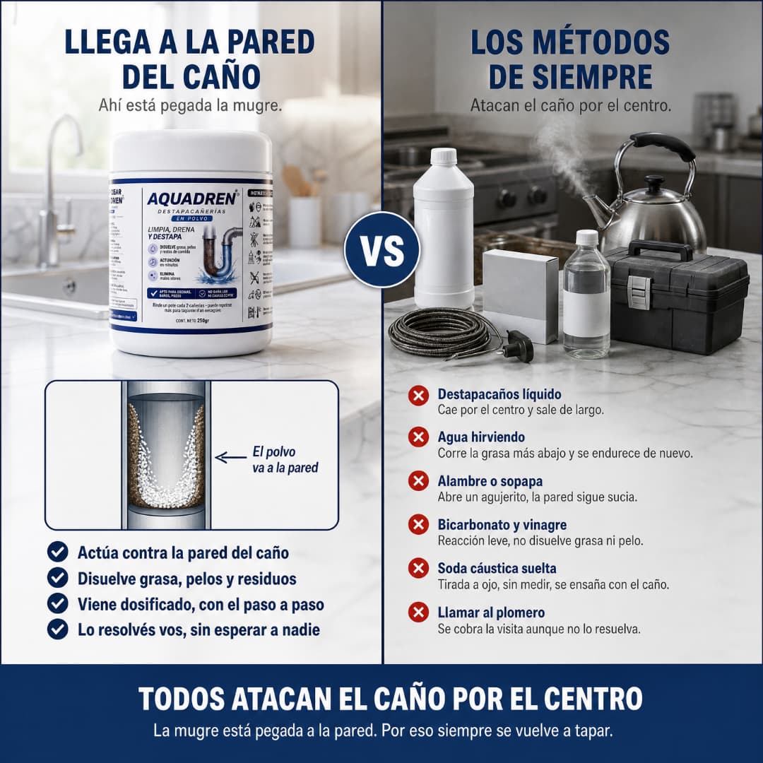 Aquadren Destapacaños -Eliminá Obstrucciones en Minutos