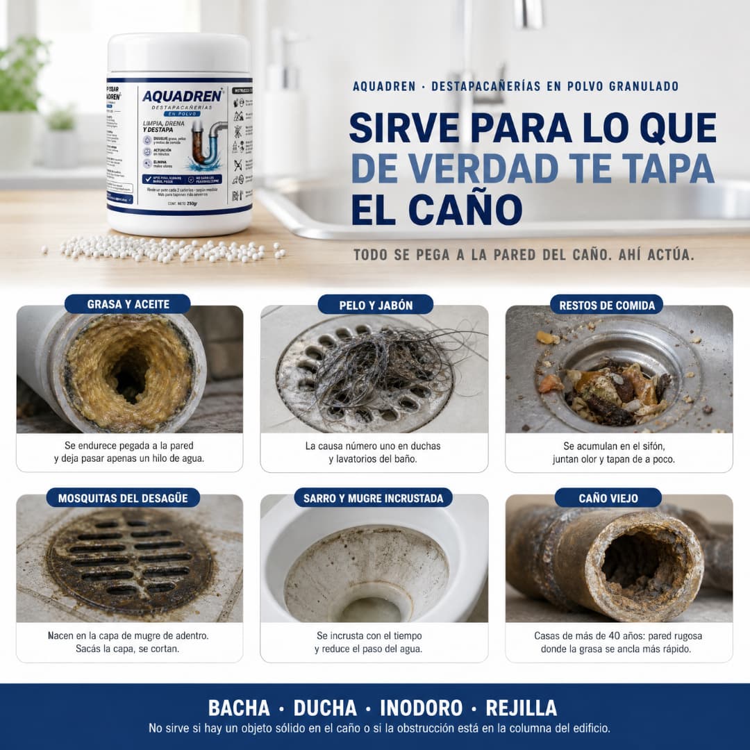 Aquadren Destapacaños -Eliminá Obstrucciones en Minutos