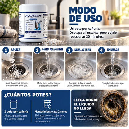 Aquadren Destapacaños -Eliminá Obstrucciones en Minutos